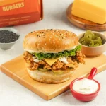Crispy chicken cheese burger