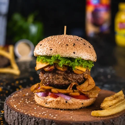 Beef Caramel Mushroom Thrill Burger