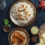 Plain Polao with Chicken Roast & Borhani