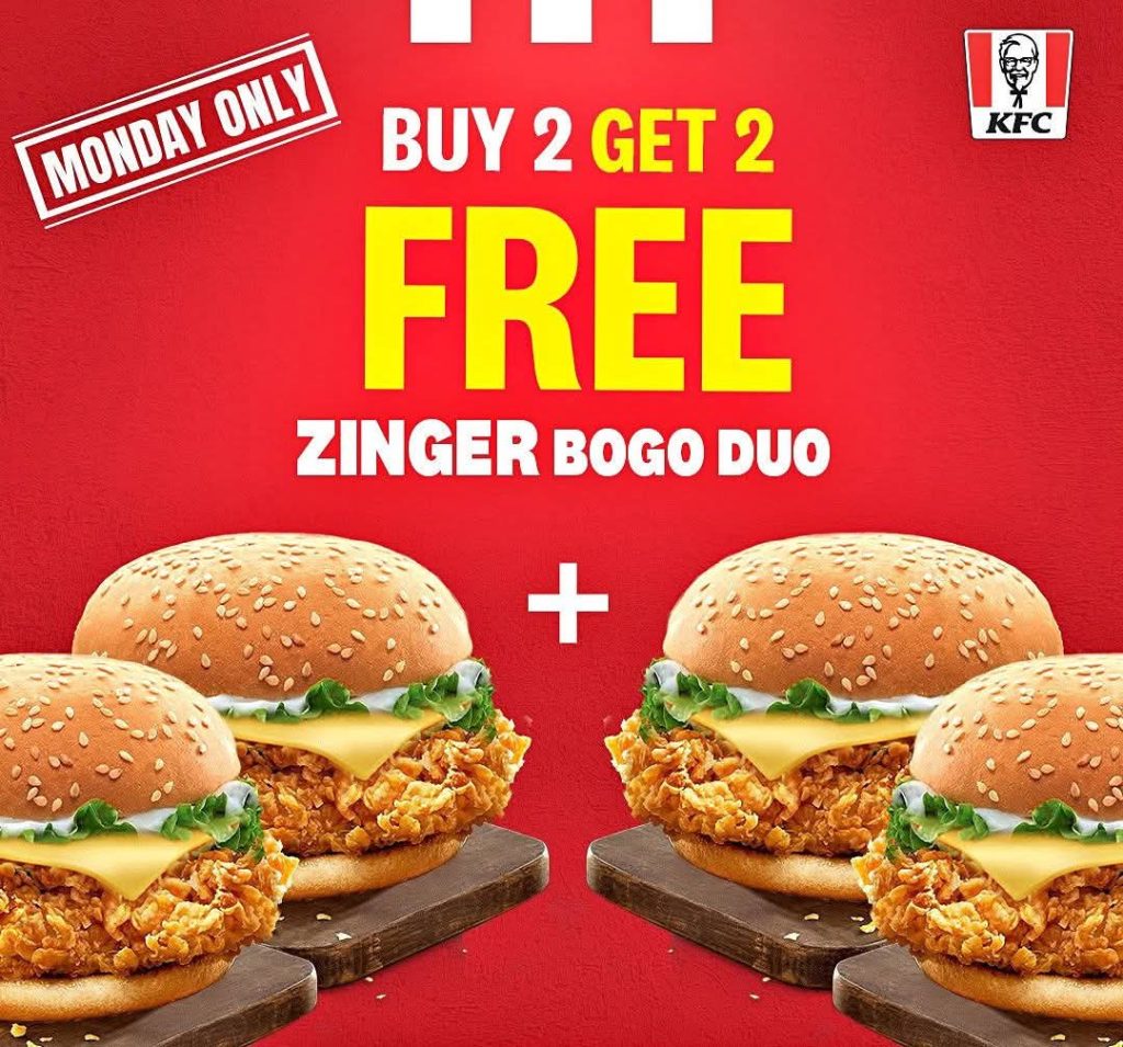 KFC MONDAY ZINGER – BUY 2 GET 2